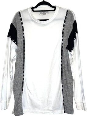 Pink Victorias Secret M Long Sleeve Shirt White Black Gray Logo Campus Preppy
